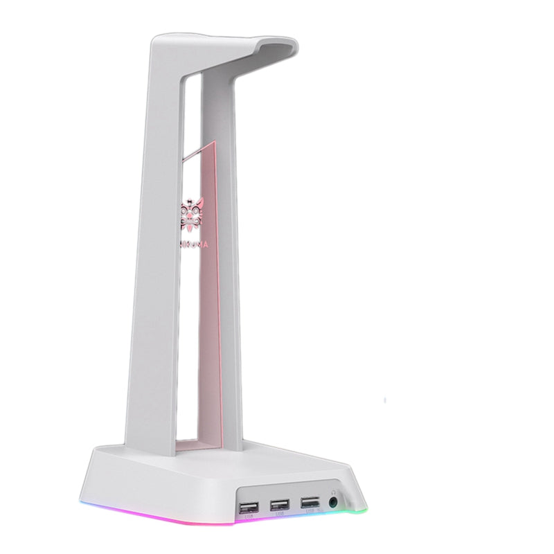 Soporte para Auriculares RGB con 3 puertos USB, es adecuado para auriculares para jugadores de PC Blanco