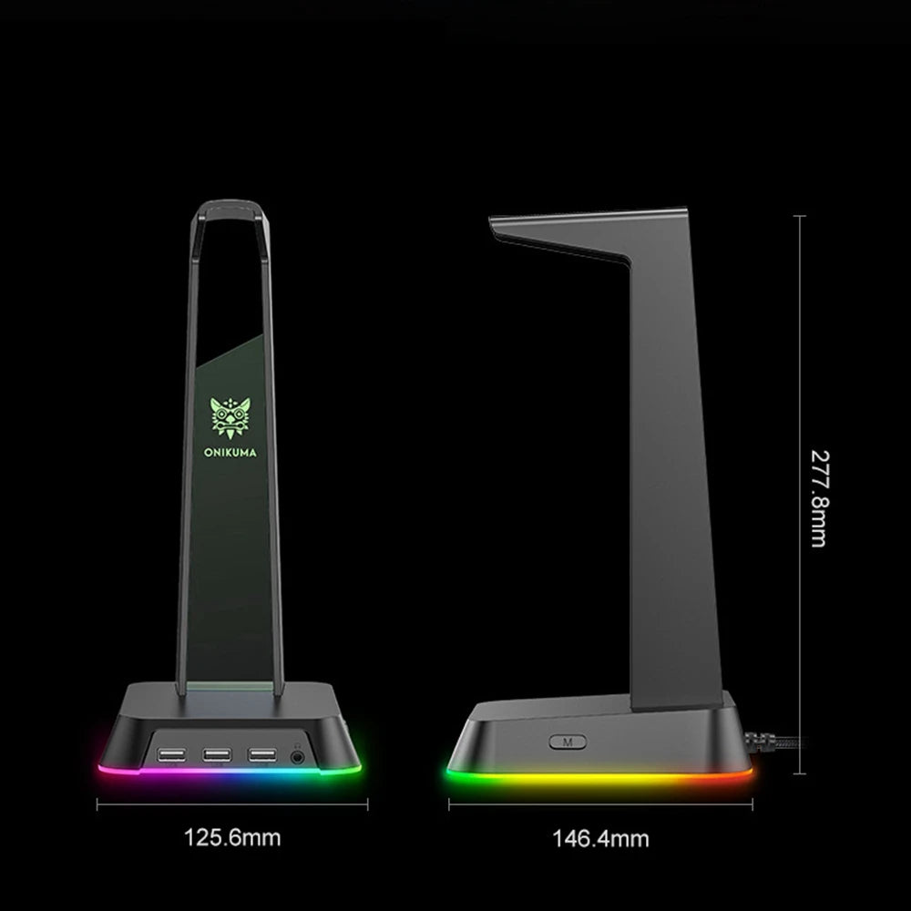 Soporte para Auriculares RGB con 3 puertos USB, es adecuado para auriculares para jugadores de PC Blanco