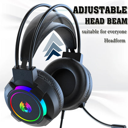 Auriculares estéreo para jugadores RGB con sonidos graves envolventes, reducción activa de ruido, micrófono para PC