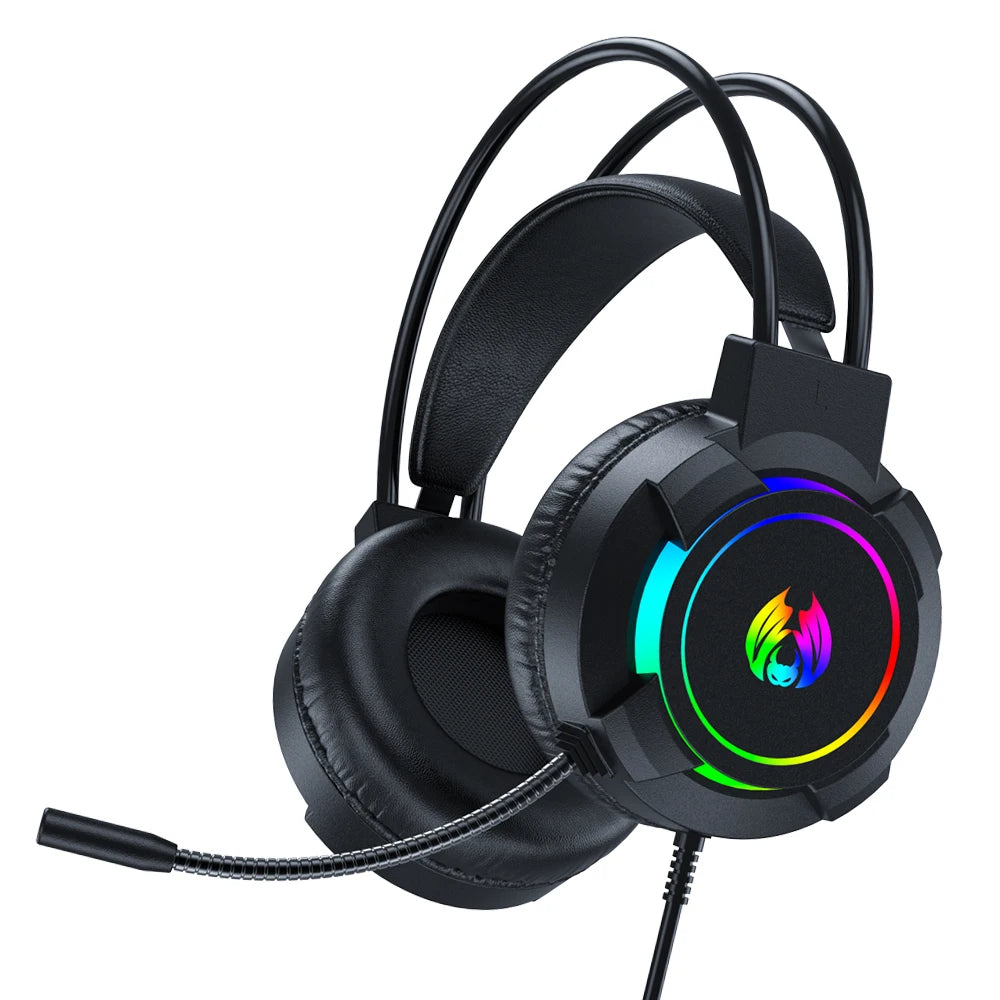 Auriculares estéreo para jugadores RGB con sonidos graves envolventes, reducción activa de ruido, micrófono para PC