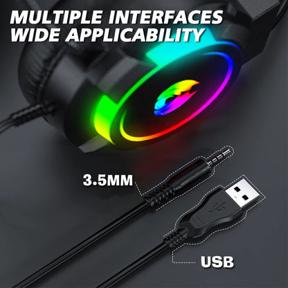 Auriculares estéreo para jugadores RGB con sonidos graves envolventes, reducción activa de ruido, micrófono para PC