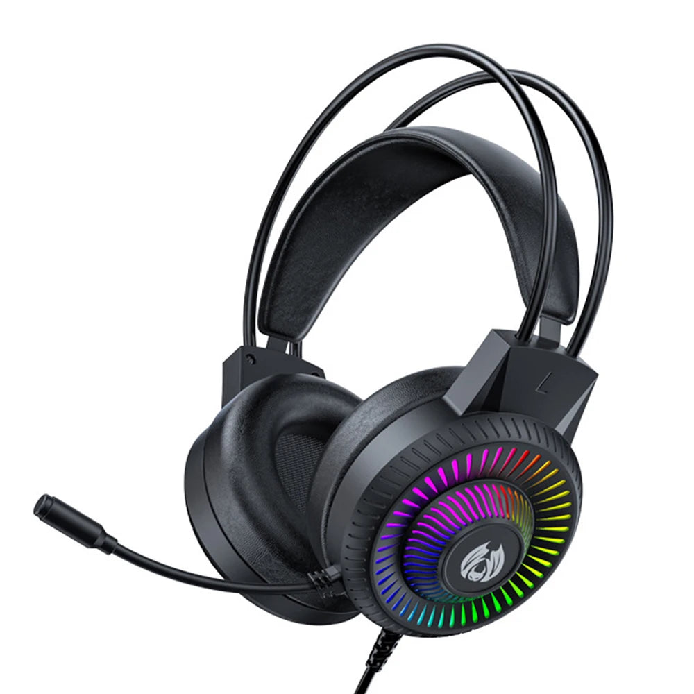 Auriculares estéreo para jugadores RGB con sonidos graves envolventes, reducción activa de ruido, micrófono para PC