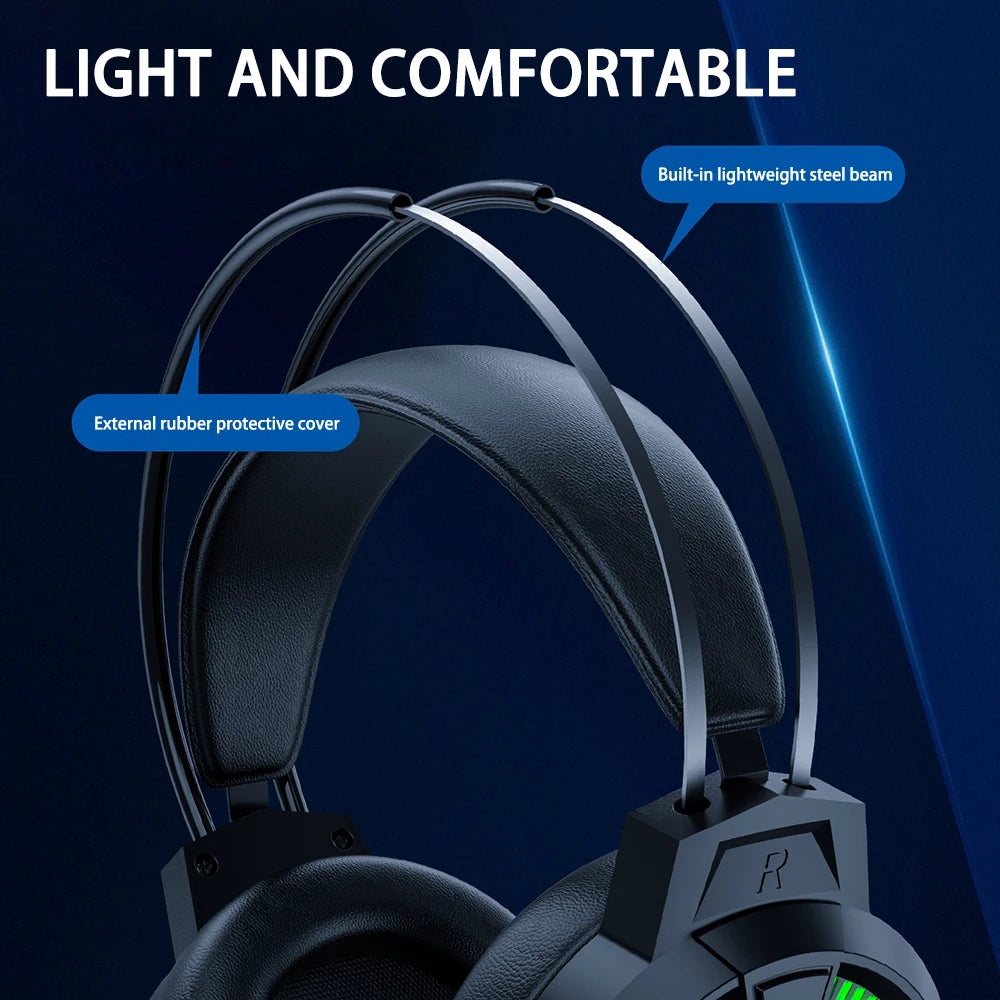 Auriculares estéreo para jugadores RGB con sonidos graves envolventes, reducción activa de ruido, micrófono para PC